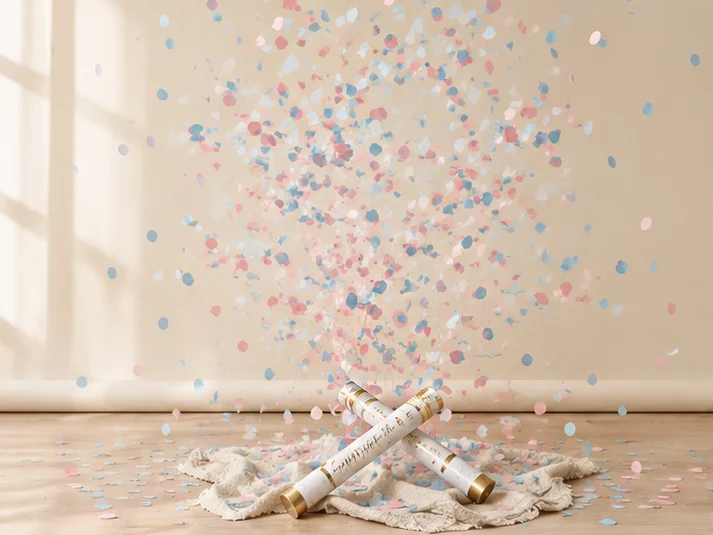 Confetti reveal — gender reveal photoshoot Dubai